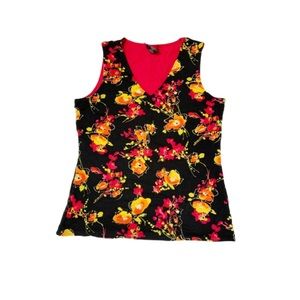 Pink , Red, Black, Orange And Yellow Floral Top